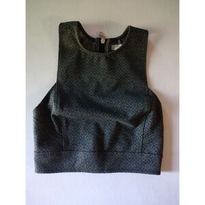 Cooperative XS Crop‎ Top Green Floral Sleeveless Zipper Back Tank